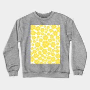 Flower Pattern - Lemon Yellow and White Crewneck Sweatshirt